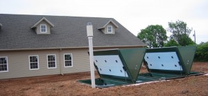 Advantex module was tucked in next to the building (photo showing lids open).